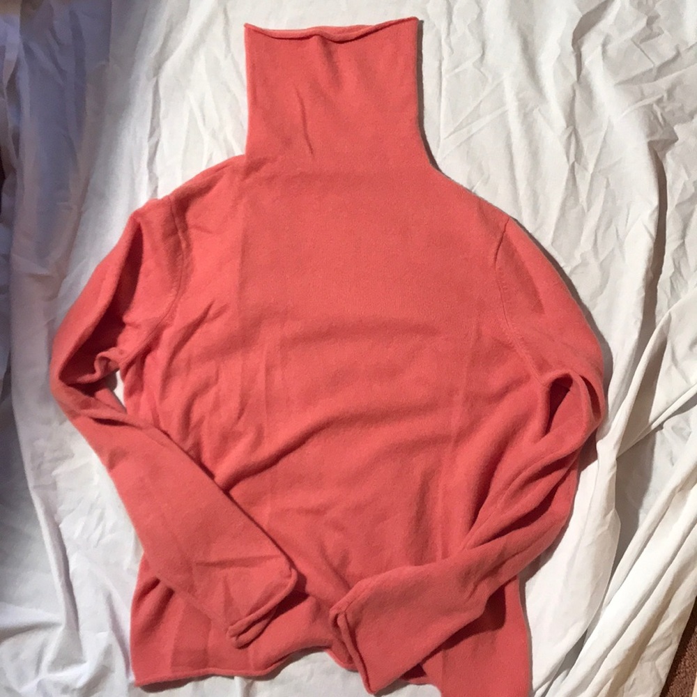 Banana Republic 100% Cashmere Coral Turtleneck Sweater